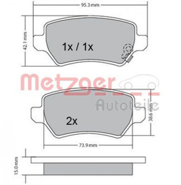 METZGER 1170004 - Bremsbelagsatz, Scheibenbremse