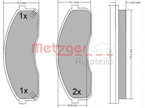 METZGER 1170670 - Bremsbelagsatz, Scheibenbremse