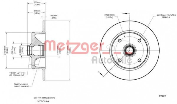 METZGER 6110941 - Bremsscheibe