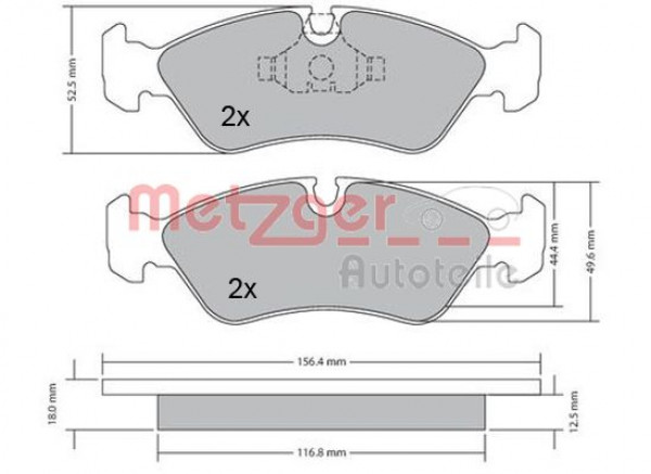 METZGER 1170252 - Bremsbelagsatz, Scheibenbremse