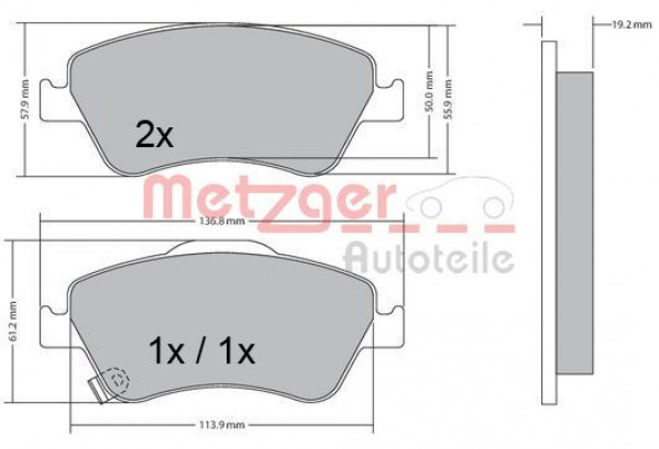 METZGER 1170299 - Bremsbelagsatz, Scheibenbremse