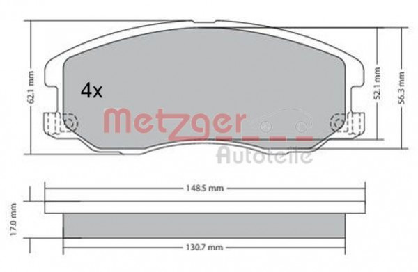 METZGER 1170358 - Bremsbelagsatz, Scheibenbremse