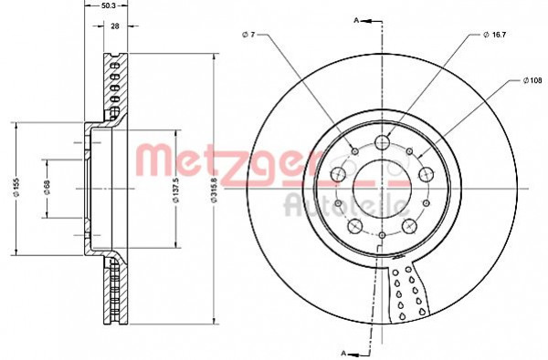 METZGER 6110521 - Bremsscheibe