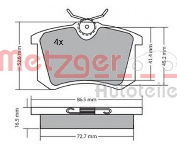 METZGER 1170001 - Bremsbelagsatz, Scheibenbremse