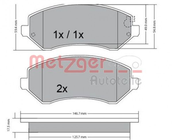 METZGER 1170378 - Bremsbelagsatz, Scheibenbremse