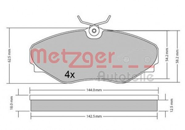METZGER 1170537 - Bremsbelagsatz, Scheibenbremse