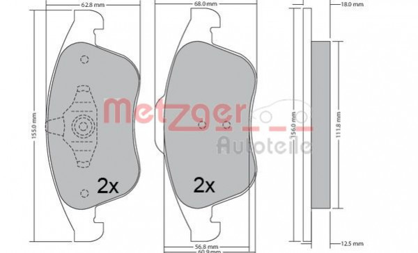 METZGER 1170672 - Bremsbelagsatz, Scheibenbremse
