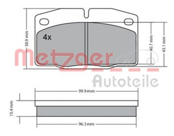 METZGER 1170234 - Bremsbelagsatz, Scheibenbremse