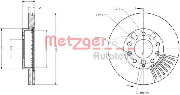 METZGER 6110523 - Bremsscheibe