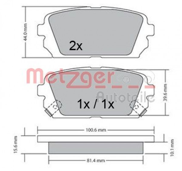 METZGER 1170522 - Bremsbelagsatz, Scheibenbremse