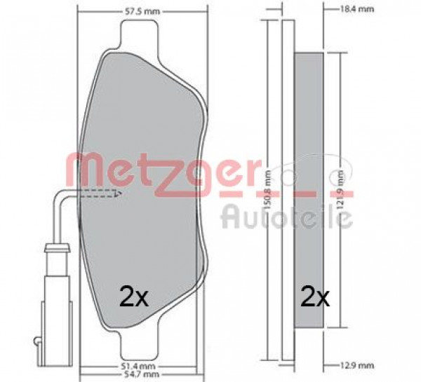 METZGER 1170615 - Bremsbelagsatz, Scheibenbremse
