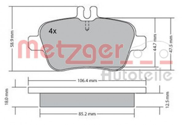 METZGER 1170204 - Bremsbelagsatz, Scheibenbremse