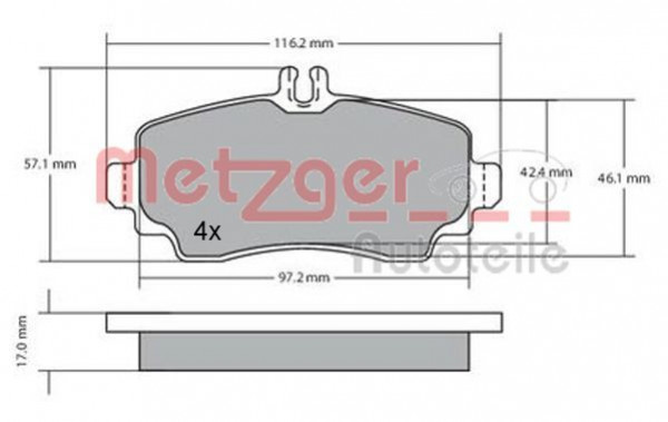 METZGER 1170041 - Bremsbelagsatz, Scheibenbremse