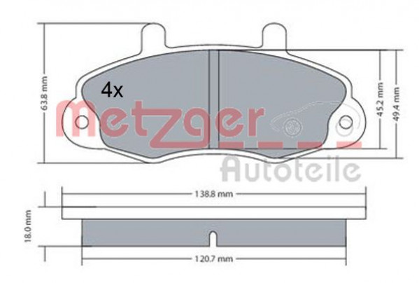 METZGER 1170604 - Bremsbelagsatz, Scheibenbremse