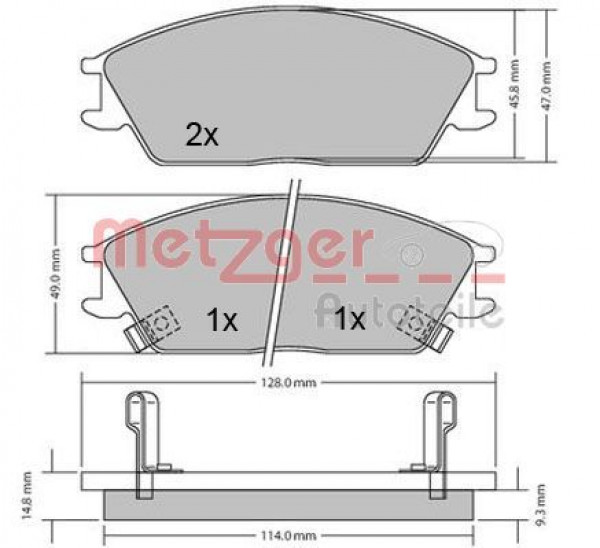 METZGER 1170224 - Bremsbelagsatz, Scheibenbremse