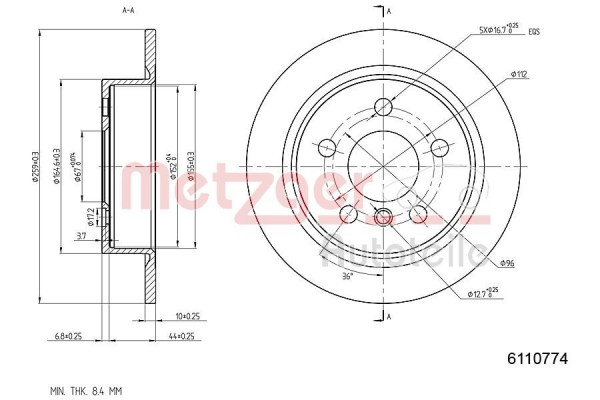 METZGER 6110774 - Bremsscheibe