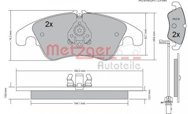 METZGER 1170127 - Bremsbelagsatz, Scheibenbremse