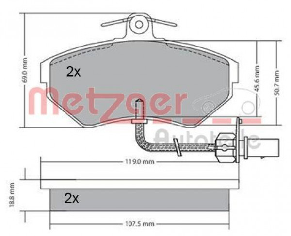 METZGER 1170082 - Bremsbelagsatz, Scheibenbremse