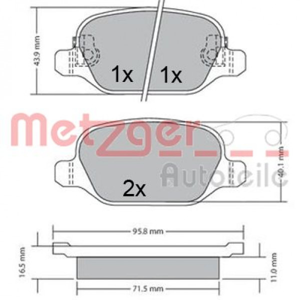METZGER 1170680 - Bremsbelagsatz, Scheibenbremse