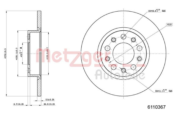 METZGER 6110367 - Bremsscheibe