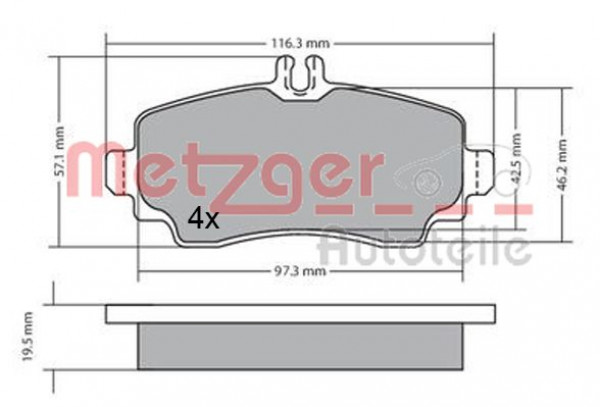 METZGER 1170353 - Bremsbelagsatz, Scheibenbremse