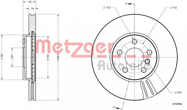 METZGER 6110784 - Bremsscheibe