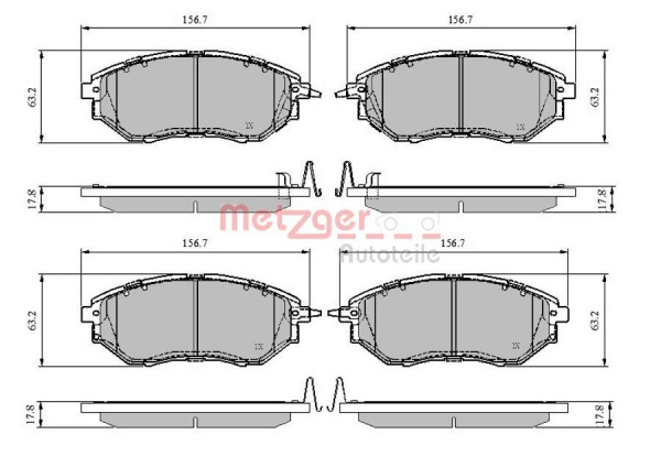 METZGER 1170841 - Bremsbelagsatz, Scheibenbremse