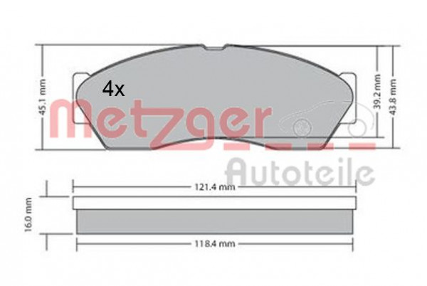 METZGER 1170590 - Bremsbelagsatz, Scheibenbremse