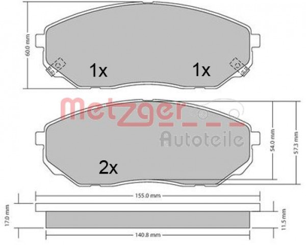 METZGER 1170539 - Bremsbelagsatz, Scheibenbremse