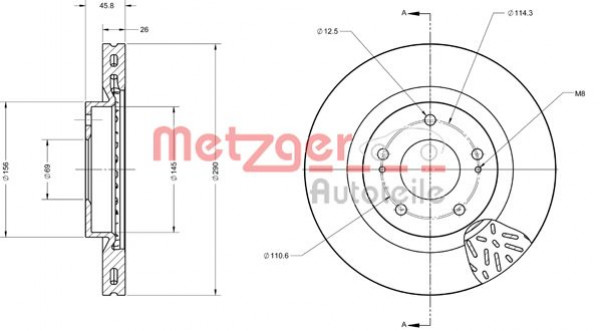 METZGER 6110250 - Bremsscheibe