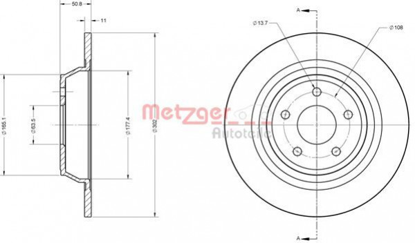 METZGER 6110813 - Bremsscheibe