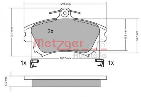 METZGER 1170032 - Bremsbelagsatz, Scheibenbremse