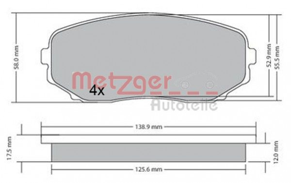 METZGER 1170654 - Bremsbelagsatz, Scheibenbremse