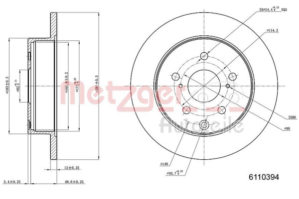 METZGER 6110394 - Bremsscheibe