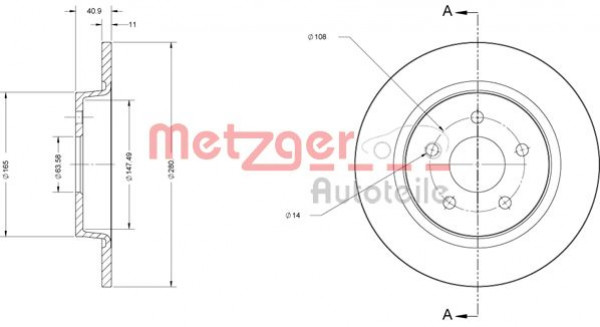 METZGER 6110180 - Bremsscheibe