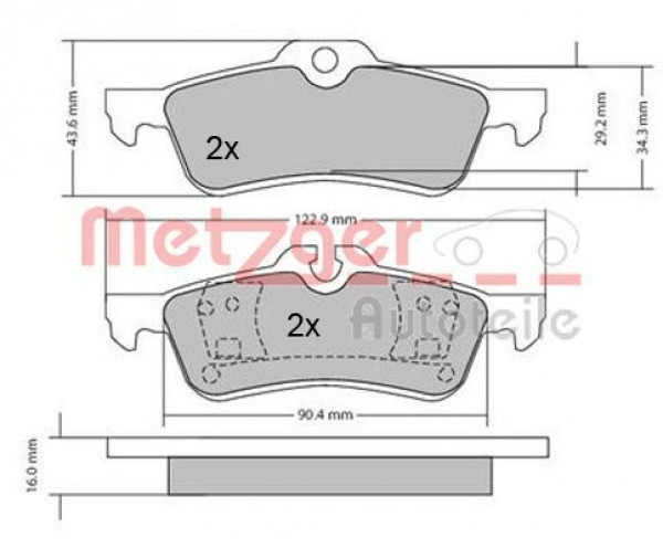 METZGER 1170154 - Bremsbelagsatz, Scheibenbremse