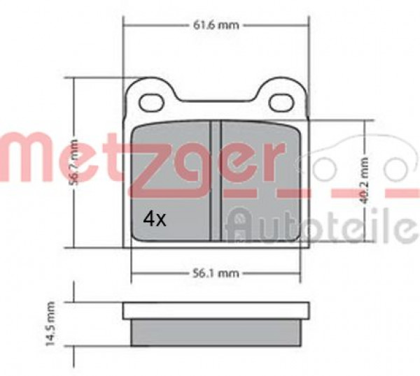 METZGER 1170003 - Bremsbelagsatz, Scheibenbremse