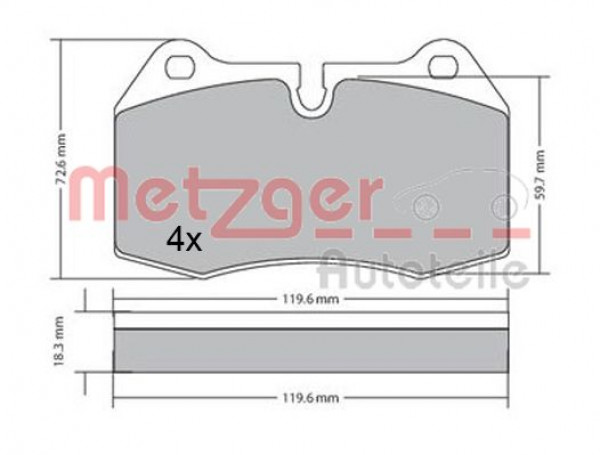 METZGER 1170577 - Bremsbelagsatz, Scheibenbremse