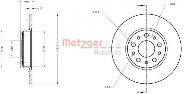 METZGER 6110828 - Bremsscheibe