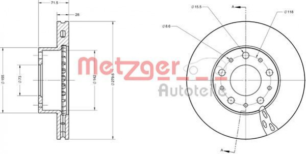 METZGER 6110354 - Bremsscheibe
