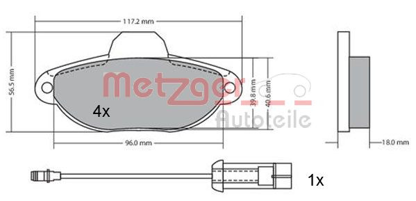 METZGER 1170147 - Bremsbelagsatz, Scheibenbremse