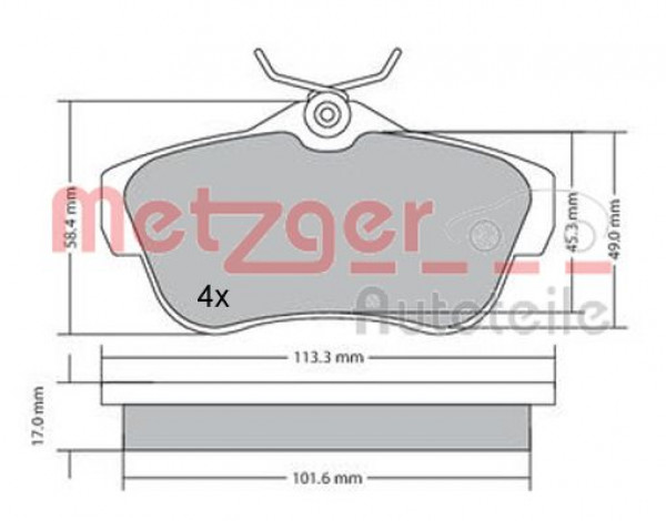 METZGER 1170192 - Bremsbelagsatz, Scheibenbremse