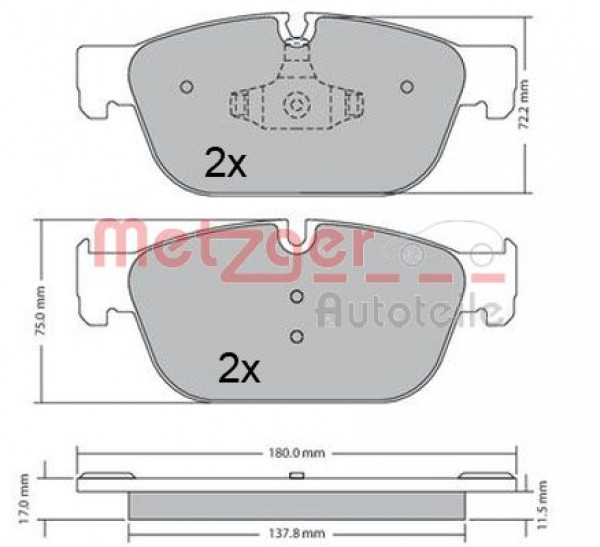 METZGER 1170619 - Bremsbelagsatz, Scheibenbremse