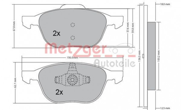 METZGER 1170008 - Bremsbelagsatz, Scheibenbremse