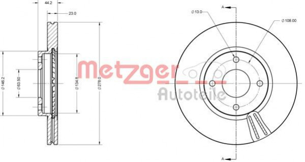 METZGER 6110748 - Bremsscheibe