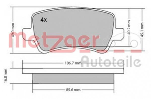 METZGER 1170056 - Bremsbelagsatz, Scheibenbremse