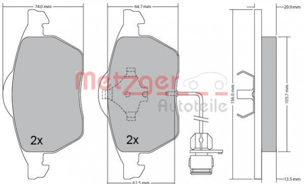 METZGER 1170225 - Bremsbelagsatz, Scheibenbremse