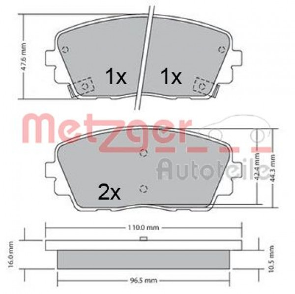 METZGER 1170361 - Bremsbelagsatz, Scheibenbremse