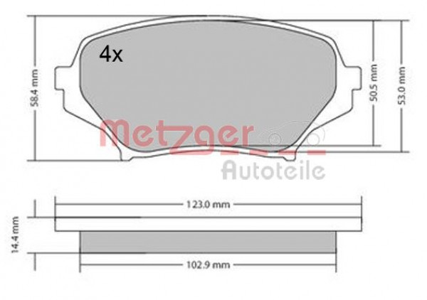 METZGER 1170589 - Bremsbelagsatz, Scheibenbremse