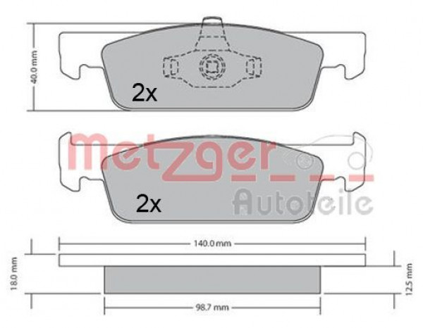 METZGER 1170621 - Bremsbelagsatz, Scheibenbremse